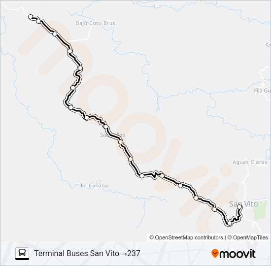 SAN VITO - LAS TABLAS O GUACIMO Bus Line Map