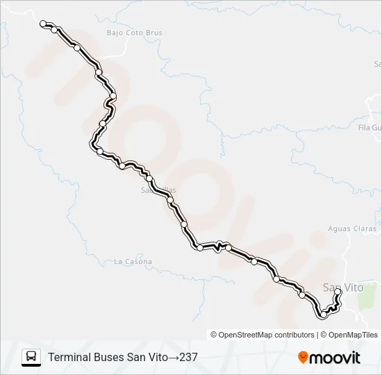 SAN VITO - LAS TABLAS O GUACIMO Bus Line Map