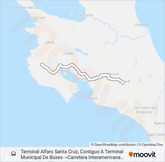 SAN JOSÉ - SANTA CRUZ Bus Line Map