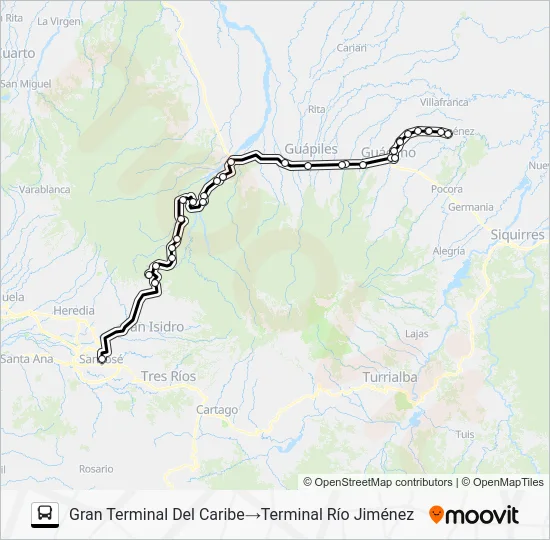 SAN JOSÉ - RÍO JIMÉNEZ Bus Line Map