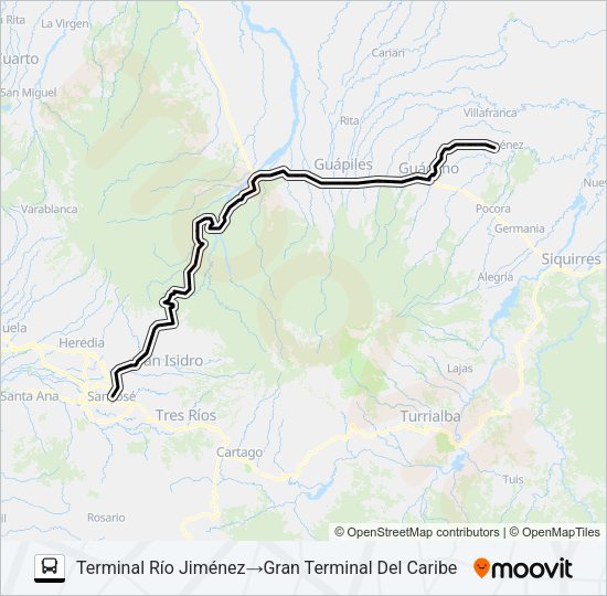 SAN JOSÉ - RÍO JIMÉNEZ Bus Line Map