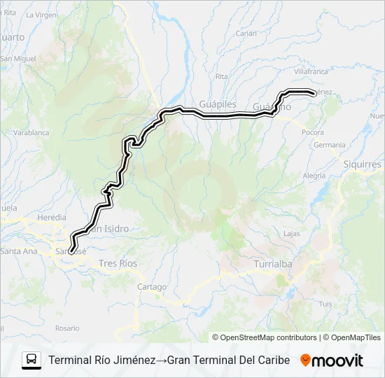 SAN JOSÉ - RÍO JIMÉNEZ Bus Line Map