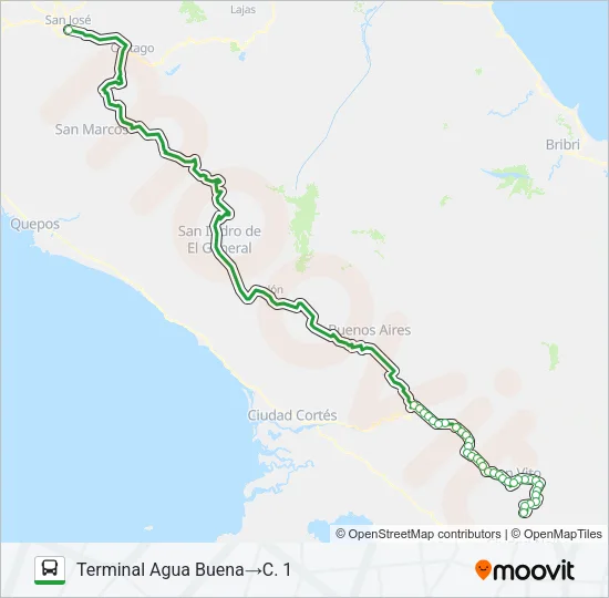 SAN JOSÉ – SAN VITO – COPA BUENA Bus Line Map