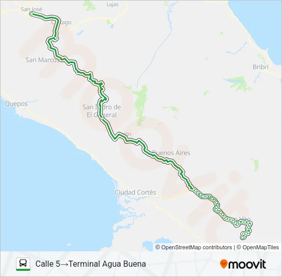 SAN JOSÉ – SAN VITO – COPA BUENA Bus Line Map