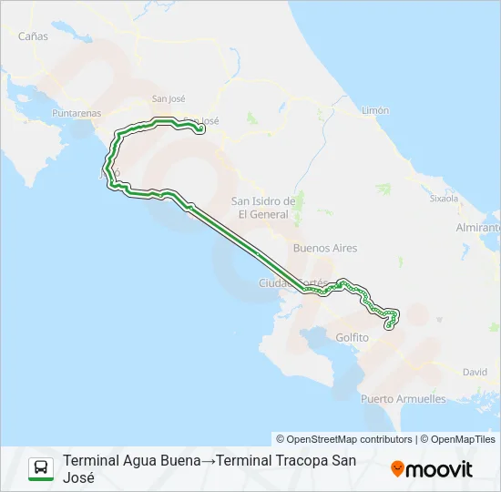 Mapa de SAN JOSÉ – SAN VITO – COPA BUENA de autobús