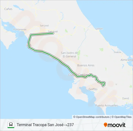 SAN JOSÉ – SAN VITO – COPA BUENA Bus Line Map