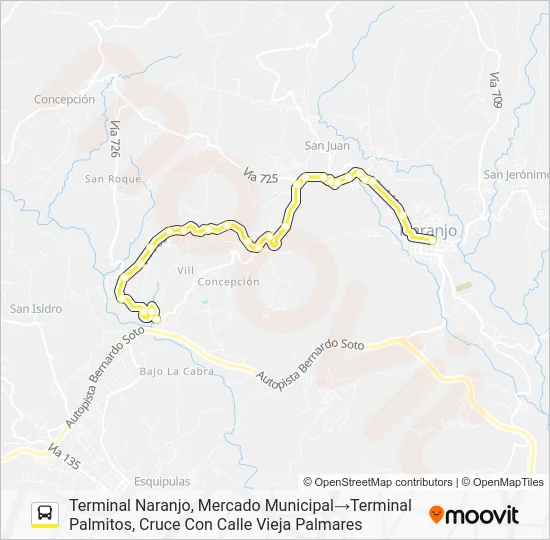 NARANJO - CONCEPCIÓN - PALMITOS Bus Line Map