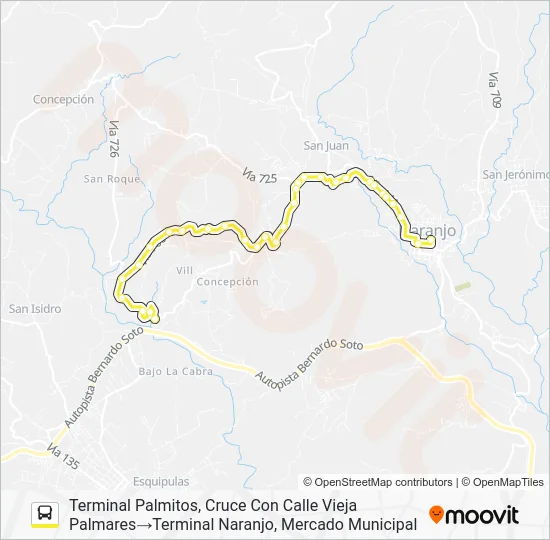 NARANJO - CONCEPCIÓN - PALMITOS Bus Line Map