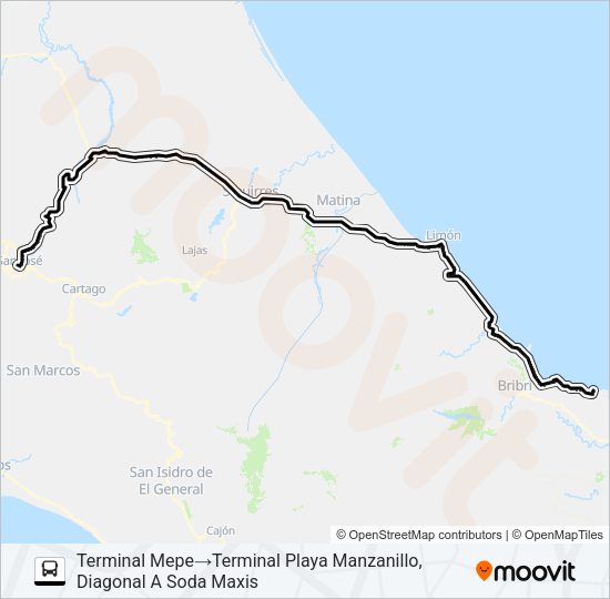 SAN JOSÉ - MANZANILLO Bus Line Map