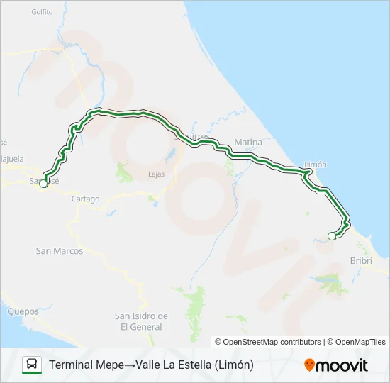 SAN JOSÉ - VALLE LA ESTRELLA Bus Line Map