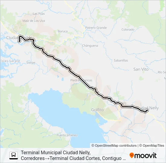 CIUDAD NEILY - CIUDAD CORTÉS Bus Line Map