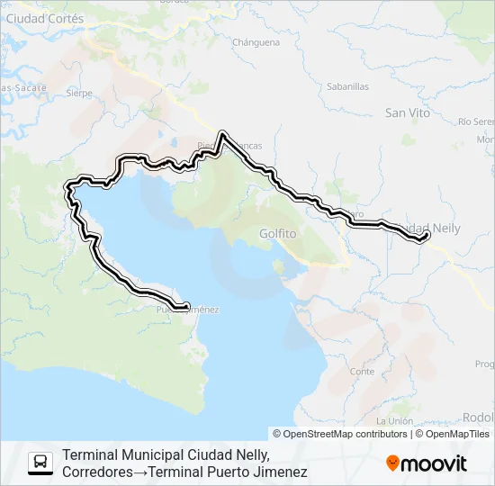 CIUDAD NEILY - PUERTO JIMÉNEZ Bus Line Map