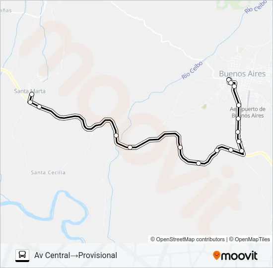 BUENOS AIRES - SANTA MARTA Bus Line Map