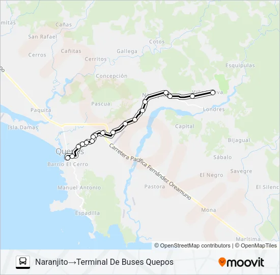 QUEPOS - VILLA NUEVA Bus Line Map