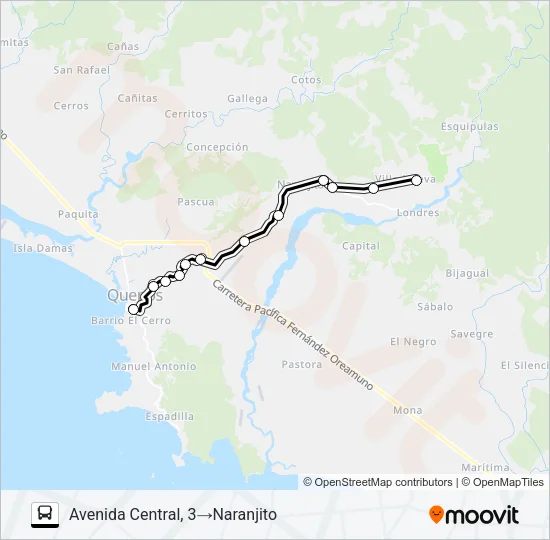 QUEPOS - VILLA NUEVA Bus Line Map