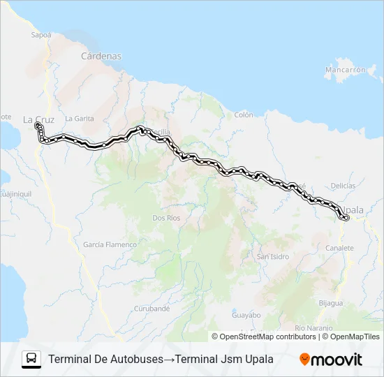 LA CRUZ - UPALA Bus Line Map