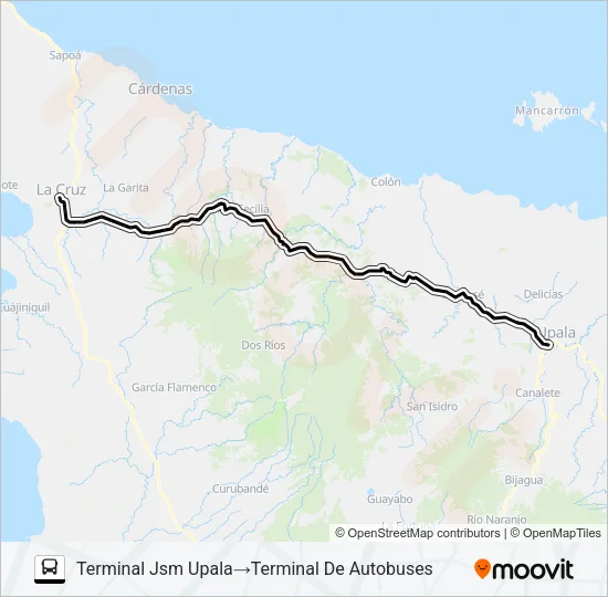 LA CRUZ - UPALA Bus Line Map