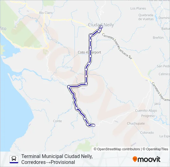 CIUDAD NEILY - NARANJO (POR CAMPIÑA) Bus Line Map