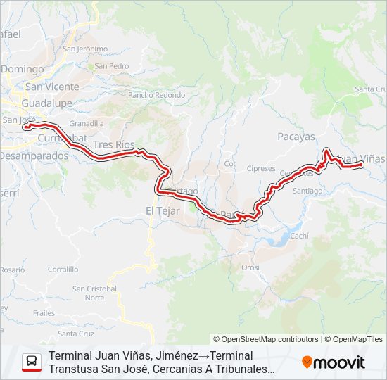 SAN JOSÉ - JUAN VIÑAS Bus Line Map