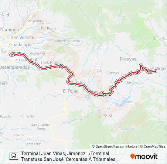 Mapa de SAN JOSÉ - JUAN VIÑAS de autobús