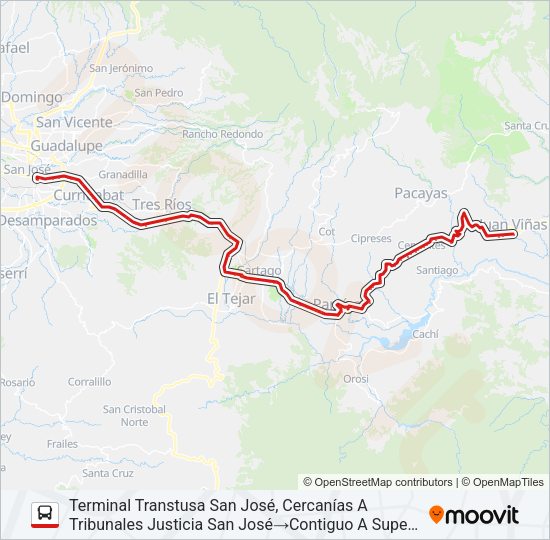 SAN JOSÉ - JUAN VIÑAS Bus Line Map
