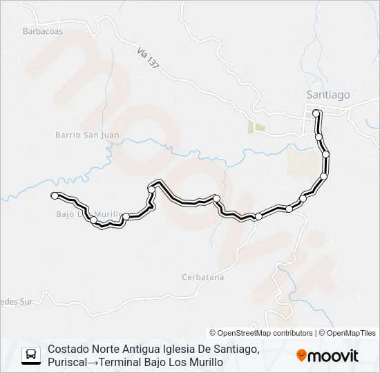 PURISCAL - BAJO MURILLO Bus Line Map