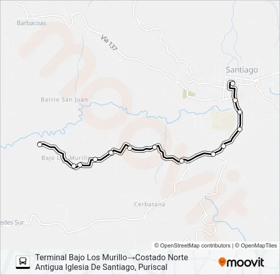 PURISCAL - BAJO MURILLO Bus Line Map