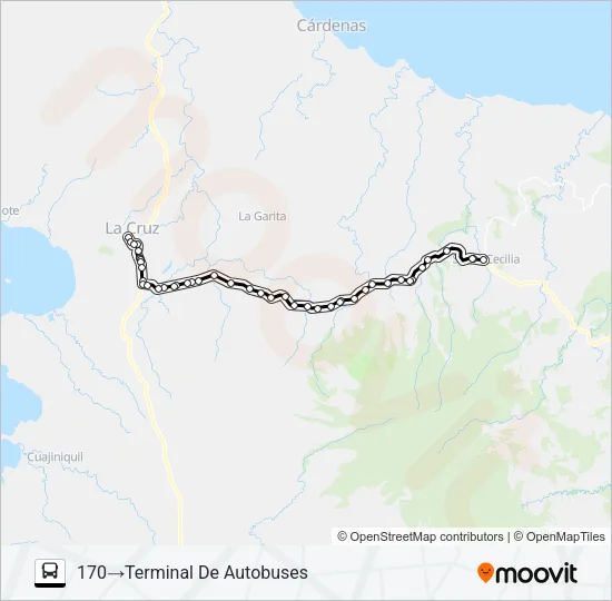 LA CRUZ - SANTA CECILIA Bus Line Map