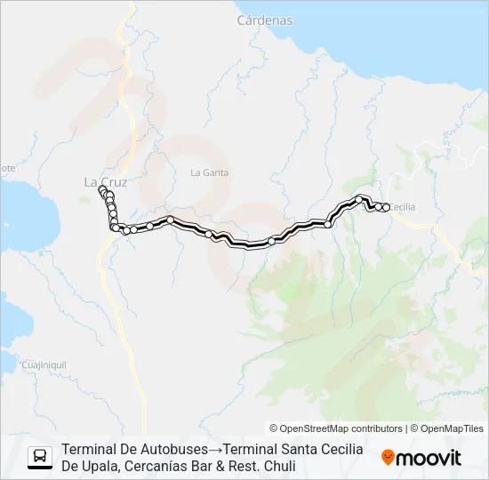 LA CRUZ - SANTA CECILIA Bus Line Map