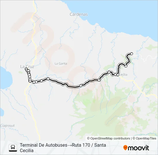 LA CRUZ - SANTA CECILIA Bus Line Map