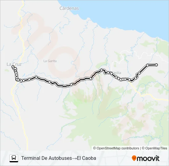 LA CRUZ - SANTA CECILIA Bus Line Map
