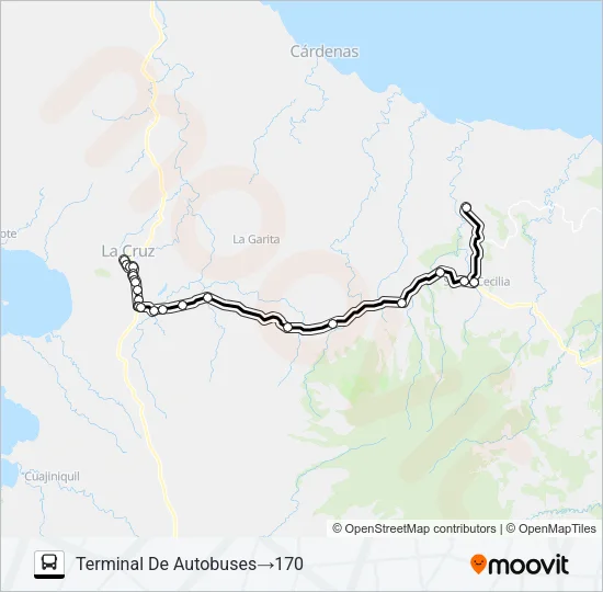LA CRUZ - SANTA CECILIA Bus Line Map