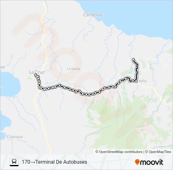 LA CRUZ - SANTA CECILIA Bus Line Map