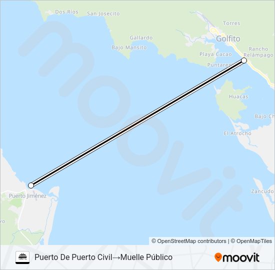 GOLFITO - PUERTO JIMÉNEZ Ferry Line Map