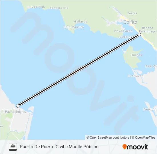 GOLFITO - PUERTO JIMÉNEZ Ferry Line Map