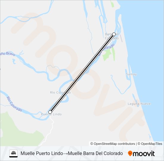 PUERTO LINDO - BARRA DEL COLORADO Ferry Line Map