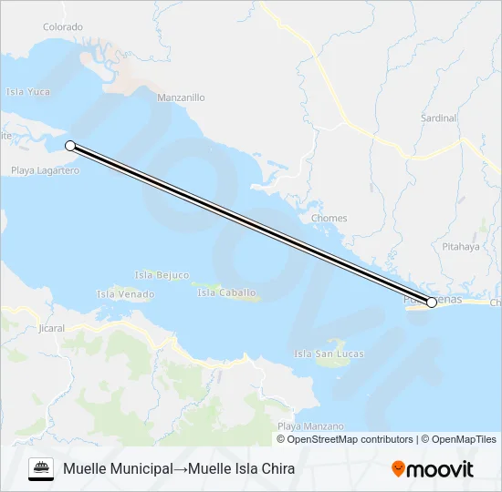 PUNTARENAS - ISLA CHIRA Ferry Line Map
