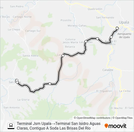 UPALA - AGUAS CLARAS Bus Line Map