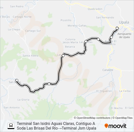 UPALA - AGUAS CLARAS Bus Line Map