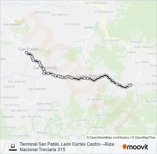 SANTA MARÍA - SAN MARCOS - SAN PABLO Bus Line Map