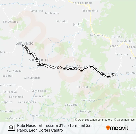 SANTA MARÍA - SAN MARCOS - SAN PABLO Bus Line Map