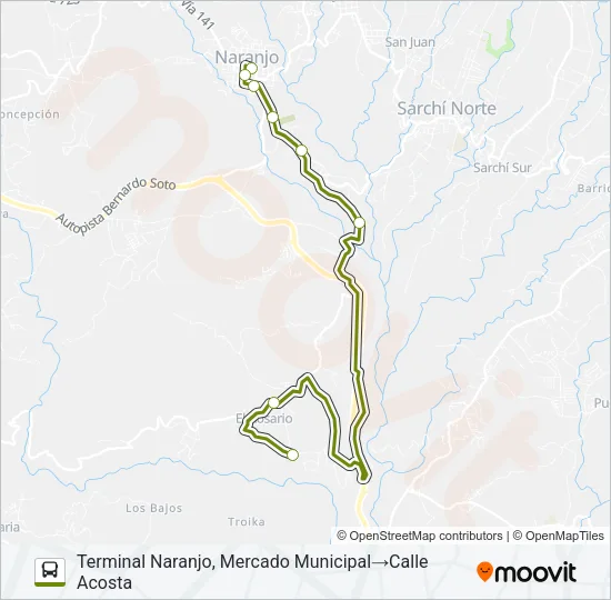 NARANJO - ROSARIO Bus Line Map
