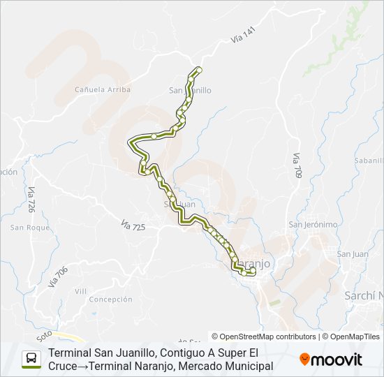NARANJO - SAN JUANILLO Bus Line Map