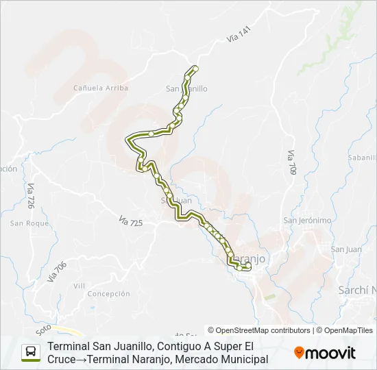 NARANJO - SAN JUANILLO Bus Line Map