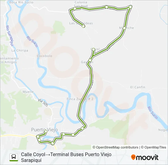 PUERTO VIEJO - LA COLONIA Bus Line Map