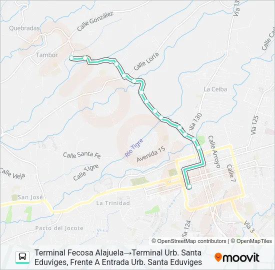 ALAJUELA - SANTA EDUVIGES Bus Line Map