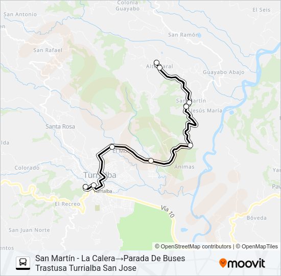 TURRIALBA - ALTO VARAS Bus Line Map