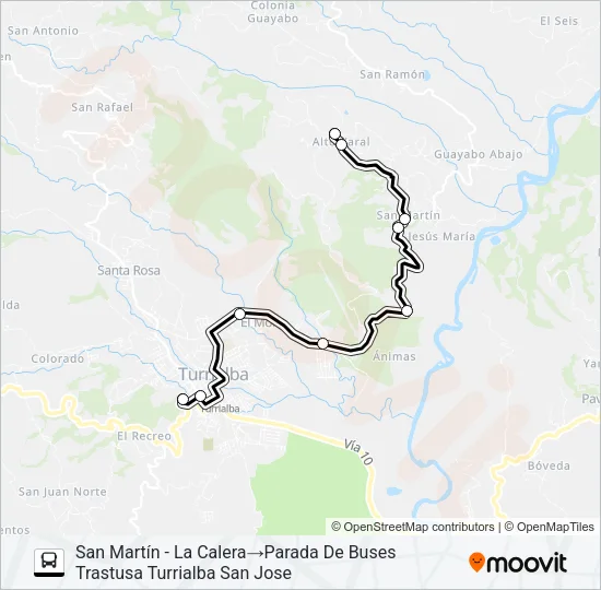 TURRIALBA - ALTO VARAS Bus Line Map
