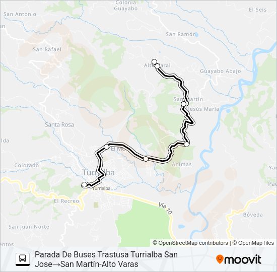 TURRIALBA - ALTO VARAS Bus Line Map