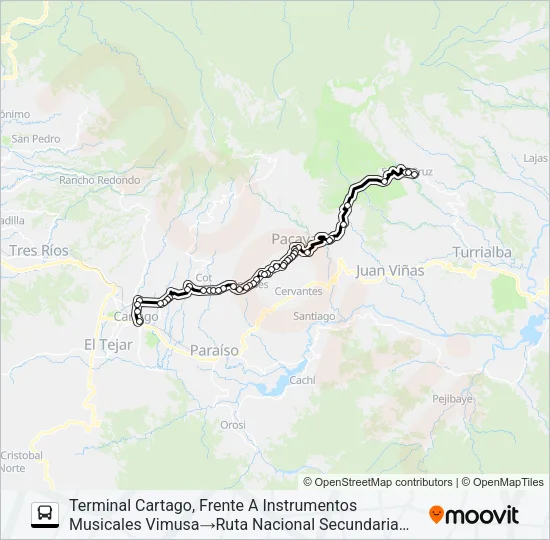 CARTAGO - SANTA CRUZ Bus Line Map